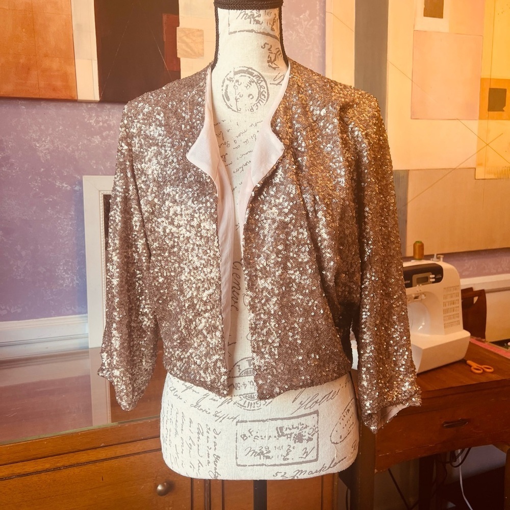 SZ S Sequin Line & Dot Rose Gold Jacket
